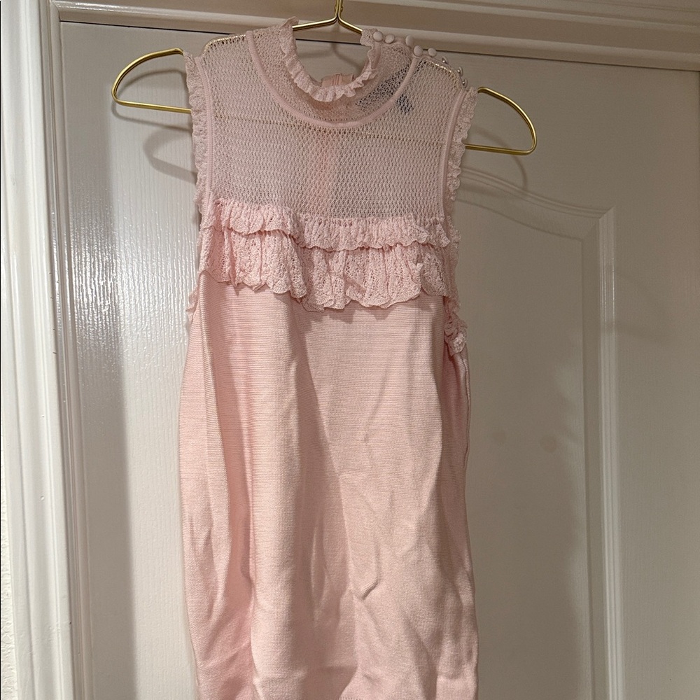 Pink Sleeveless Lace Top